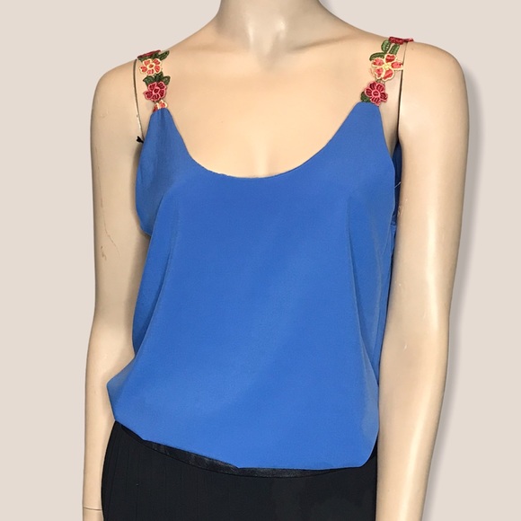 Medium Blue Embroidered Camisole Summer Blouse - Picture 1 of 8